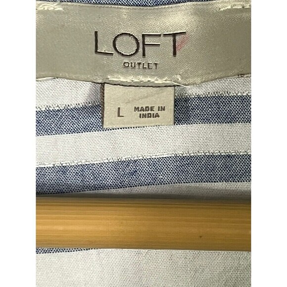 Loft Button Up Striped Blouse Top Women Large - Picture 3 of 6